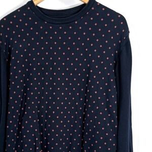 BYFORD Navy Orange Polka Dot Crew Neck Sweater Pullover Knit Women Sz XL Preppy